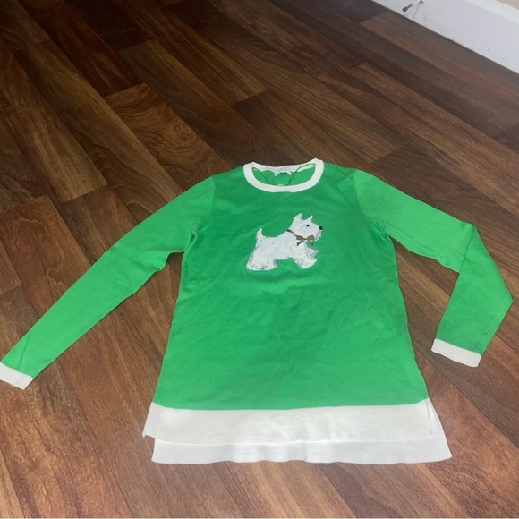 crown & ivy Sweaters - CROWN & IVY Womens Scottie Dog Green Long Sleeve Round Neck Sweater Size XS